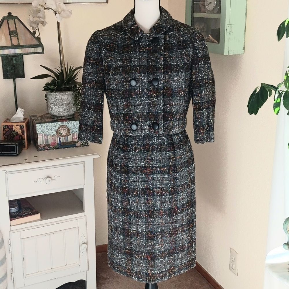 VINTAGE. One Of A Kind Tweed Suit. Jacki O. 60'S